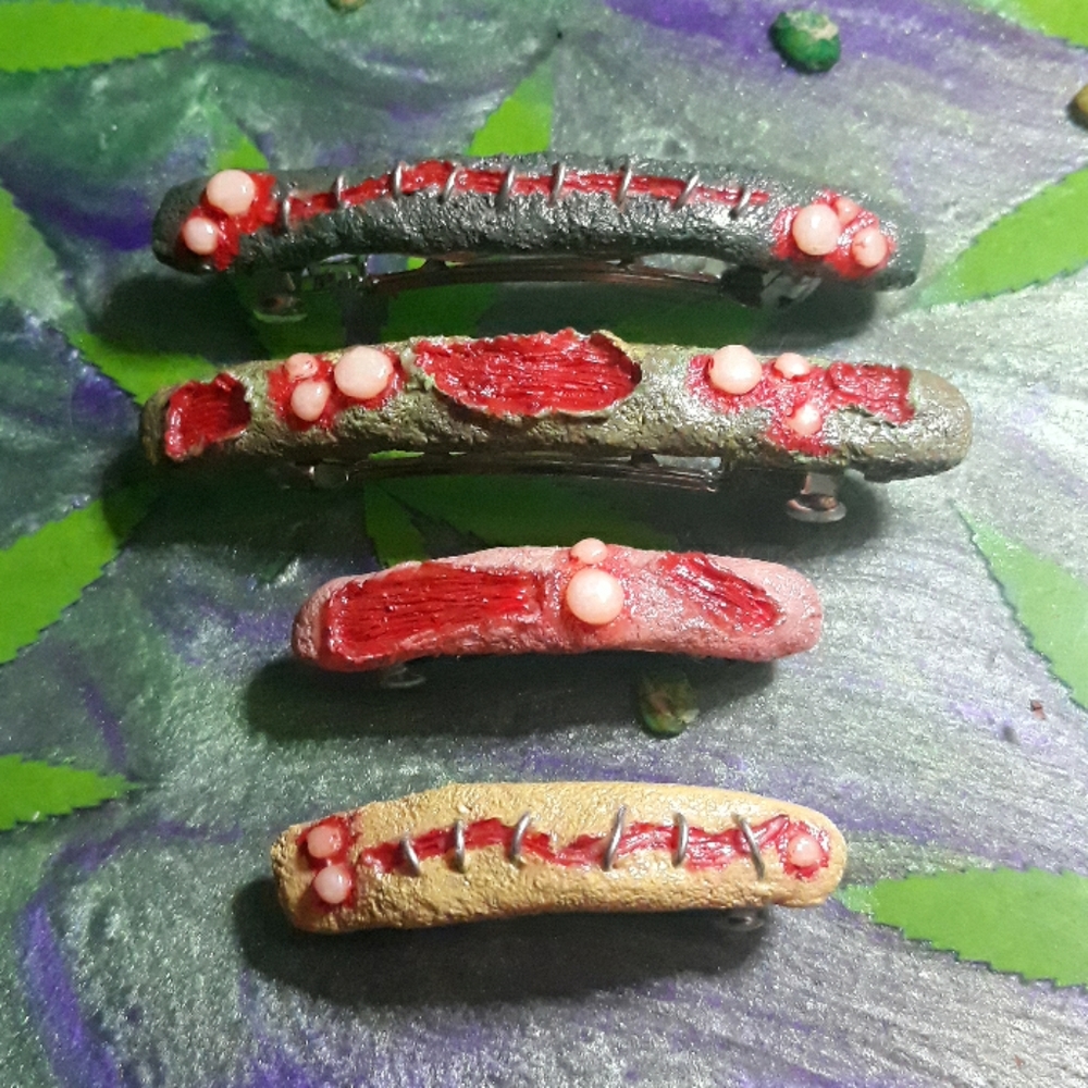 Lot of 4 Zombie Flesh Barrettes